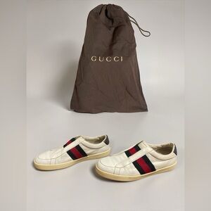 Gucci Sylvie Web Ace White Leather Men’s Slip on Sneakers